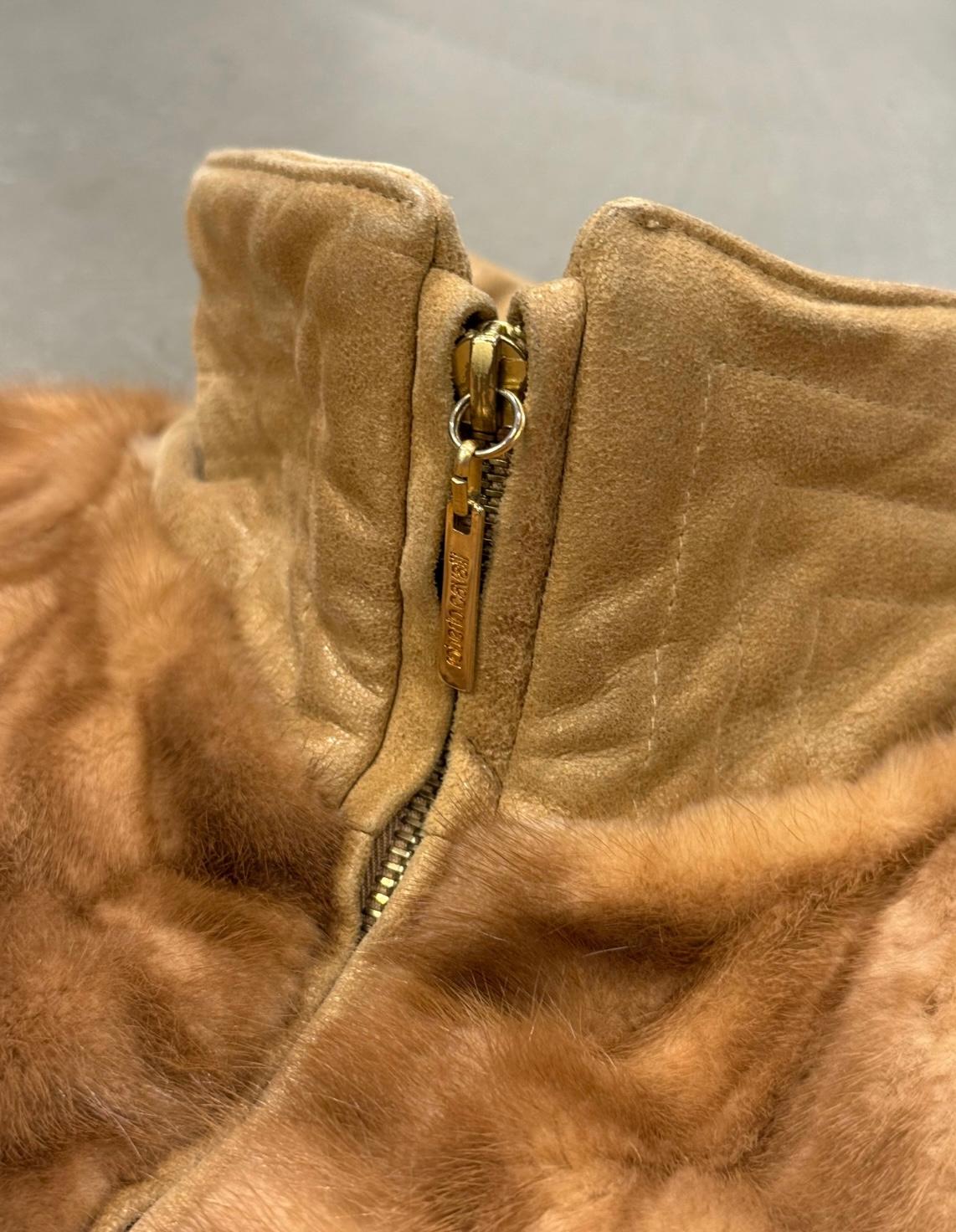 Roberto Cavalli Nerzfell-Lederjacke im Angebot 4