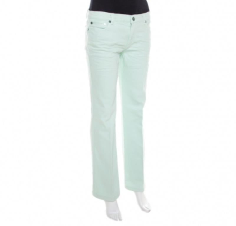 Grigio Roberto Cavalli Jeans svasati effetto stropicciato in denim lavato blu menta M. I. in vendita