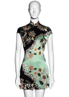 Roberto Cavalli mint silk cheongsam style mini dress, ss 2003