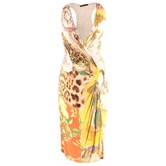 Roberto Cavalli Multi-Print Wrap Dress US 4