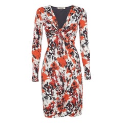 Roberto Cavalli Multicolor Abstract Print Jersey Draped Midi Dress S