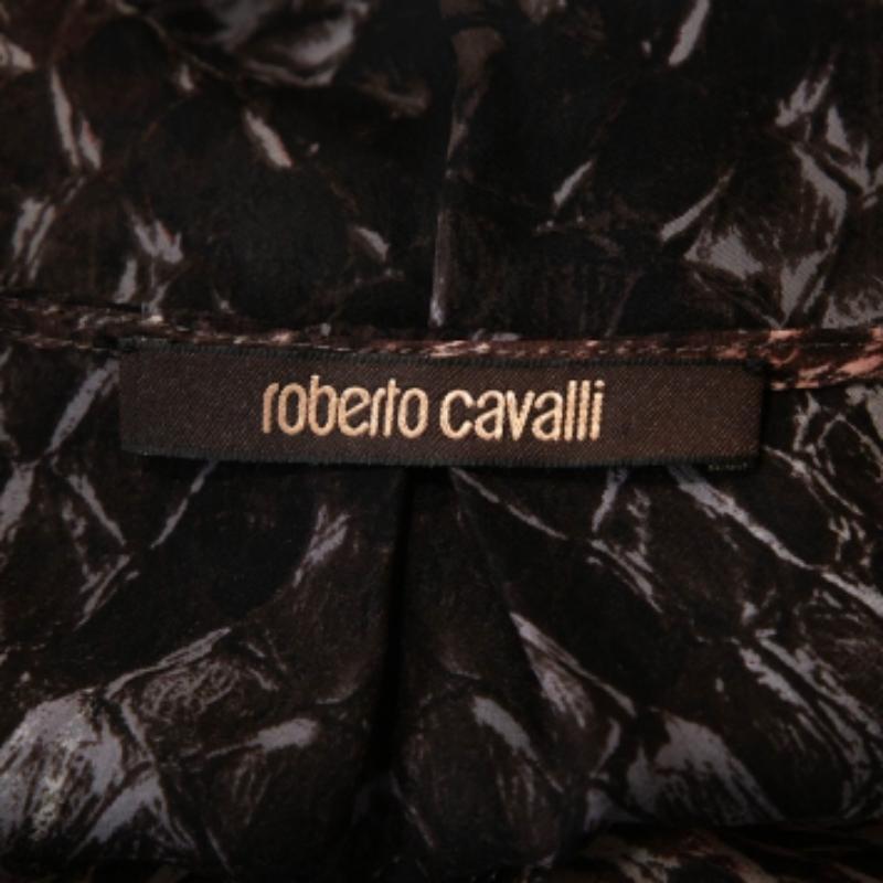Chemisier Roberto Cavalli en soie transparent orné d'imprimé animal multicolore S en vente 1