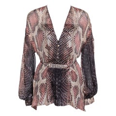 Chemisier Roberto Cavalli en soie transparent orné d'imprimé animal multicolore S
