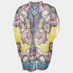 Roberto Cavalli Multicolor Aztec Silk Kaftan Top M
