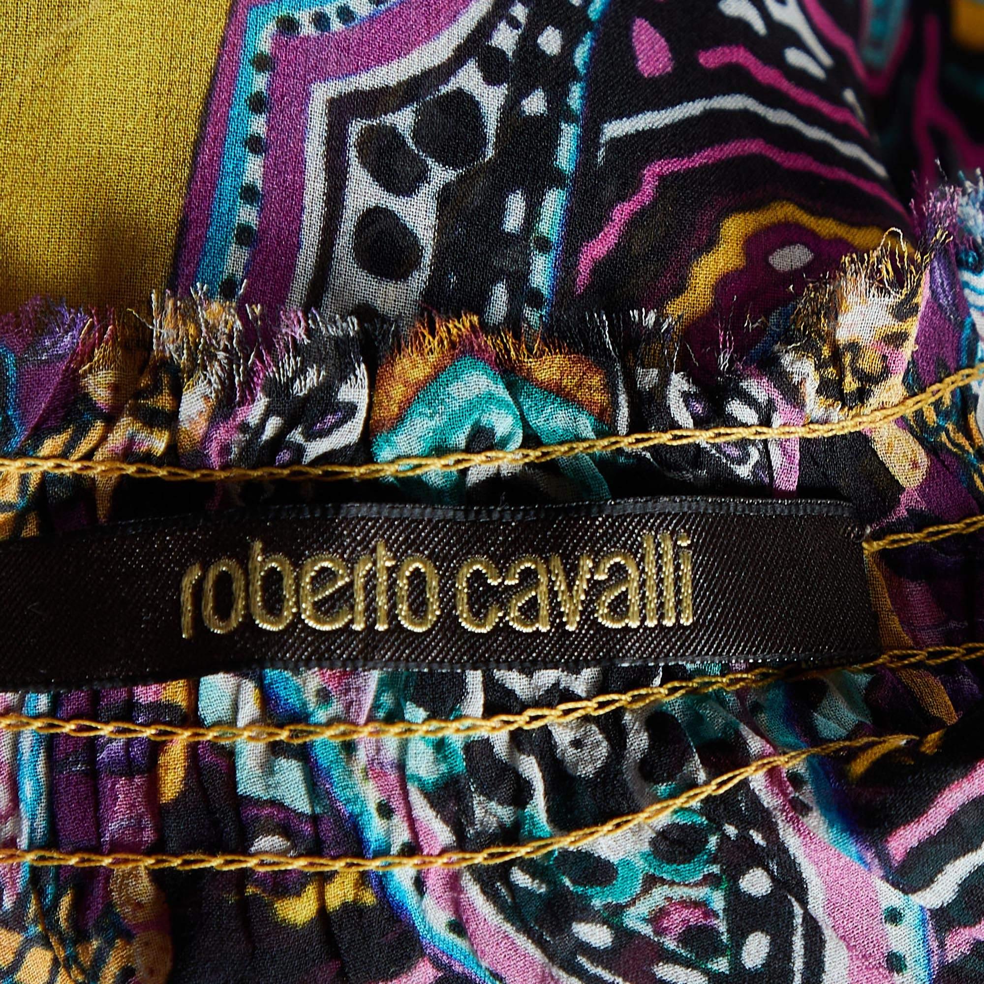 Roberto Cavalli - Caftan en soie aztèque multicolore M Excellent état - En vente à Dubai, Al Qouz 2