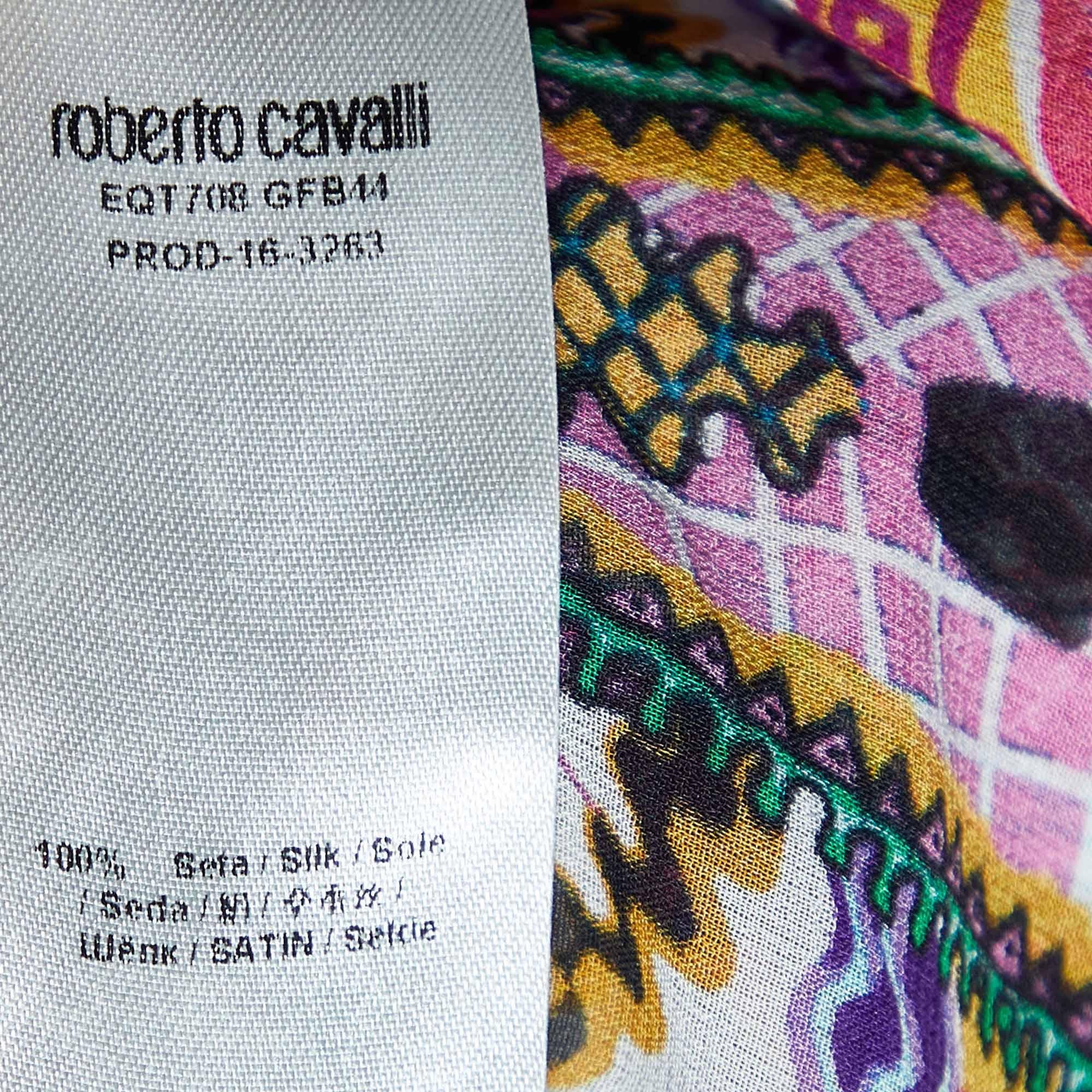 Roberto Cavalli - Caftan en soie aztèque multicolore M Pour femmes en vente