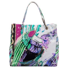 Roberto Cavalli Multicolor Crazy Print Patent Leather Shopper Tote