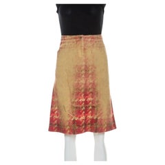 Roberto Cavalli Multicolor Faded Houndstooth Print Denim Skirt S