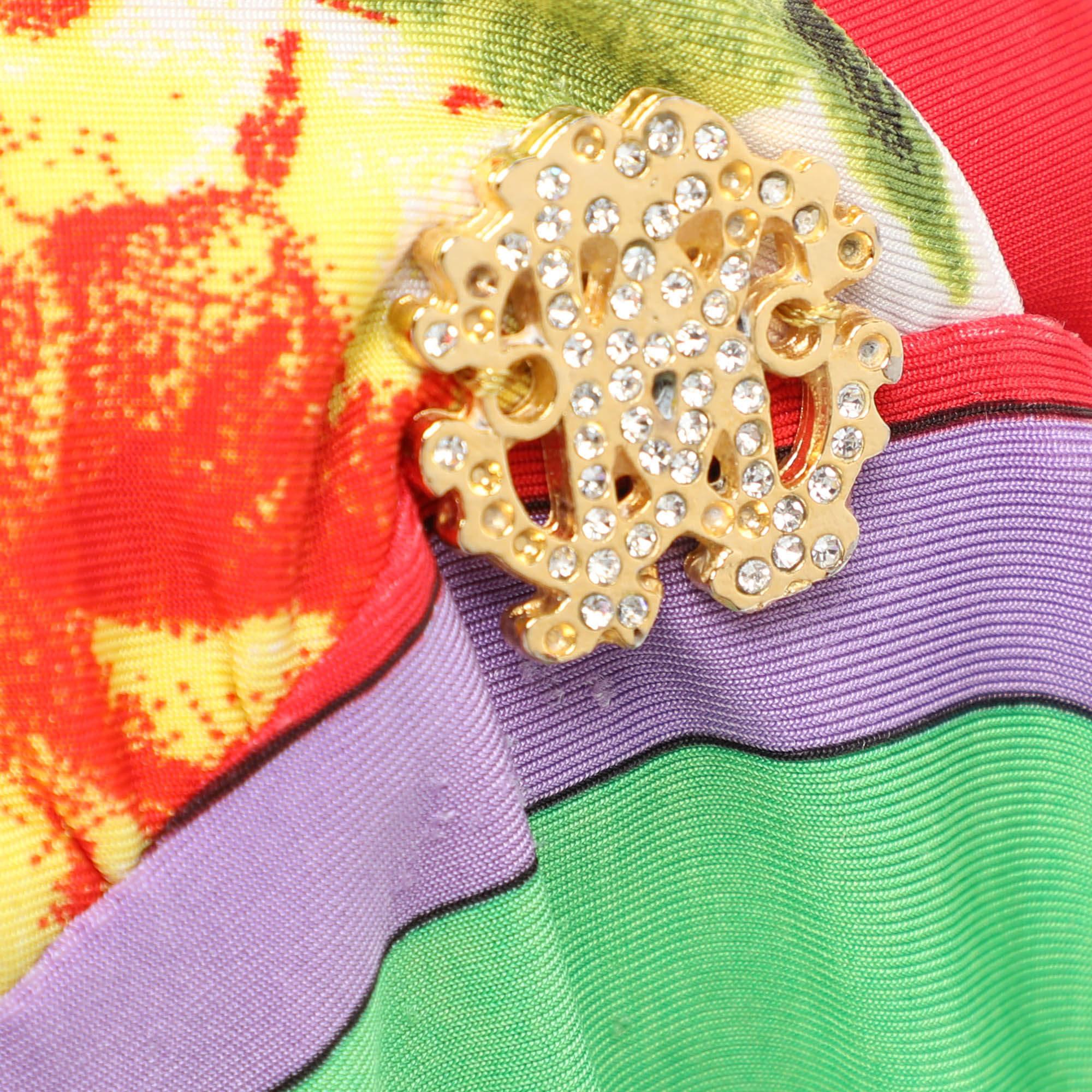 Roberto Cavalli Multicolor Floral Printed Jersey Maxi Dress XL In Fair Condition In Dubai, Al Qouz 2
