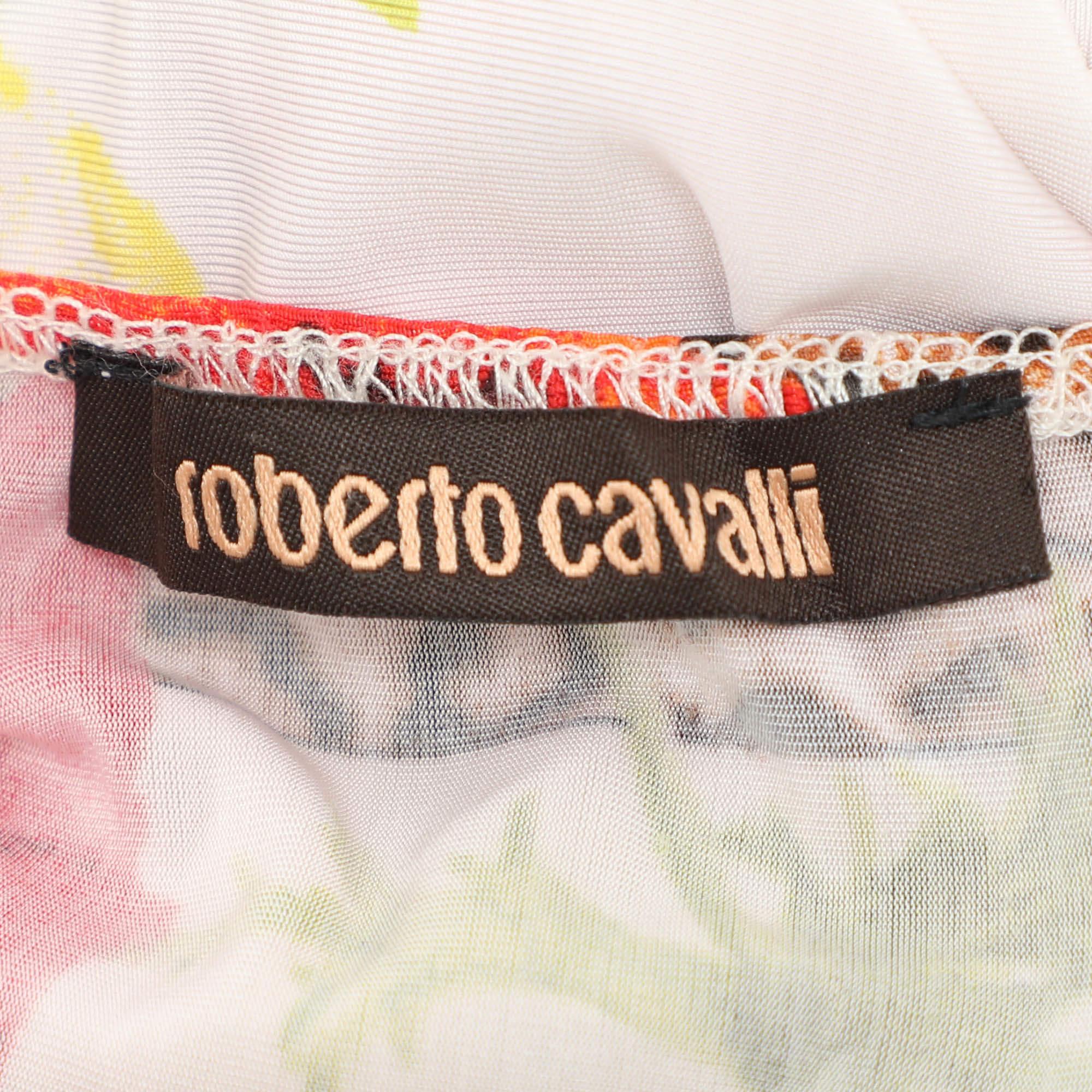 Women's Roberto Cavalli Multicolor Floral Printed Jersey Maxi Dress XL
