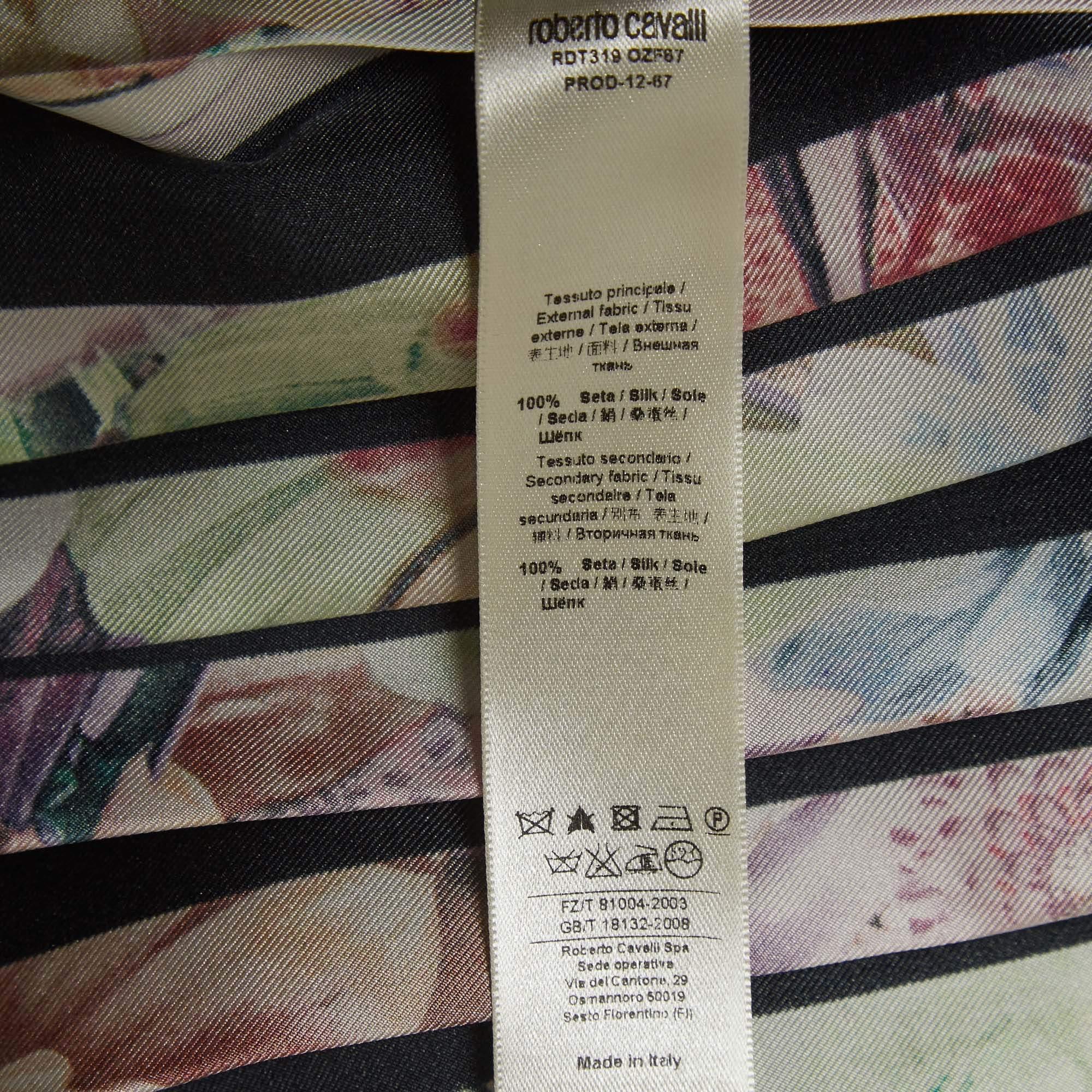 Women's Roberto Cavalli Multicolor Floral Printed Silk Pleated Mini Skirt S