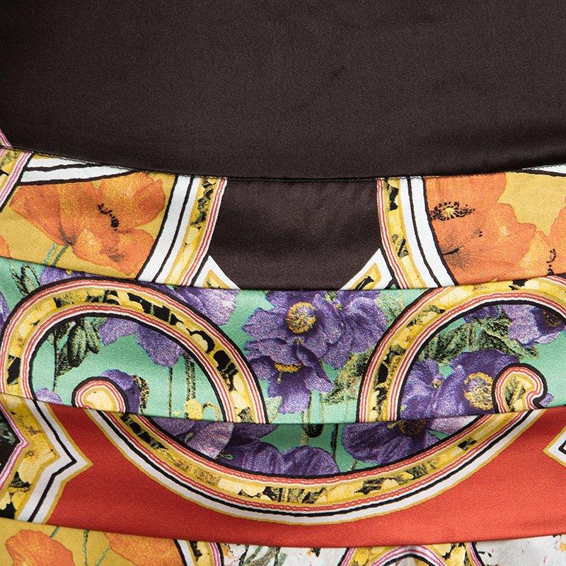 Roberto Cavalli Multicolor Floral Printed Silk Tiered Mini Skirt S In Good Condition In Dubai, Al Qouz 2