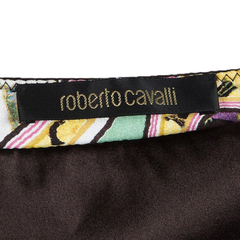 Women's or Men's Roberto Cavalli Multicolor Floral Printed Silk Tiered Mini Skirt S