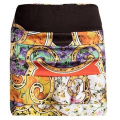 Roberto Cavalli Multicolor Floral Printed Silk Tiered Mini Skirt S