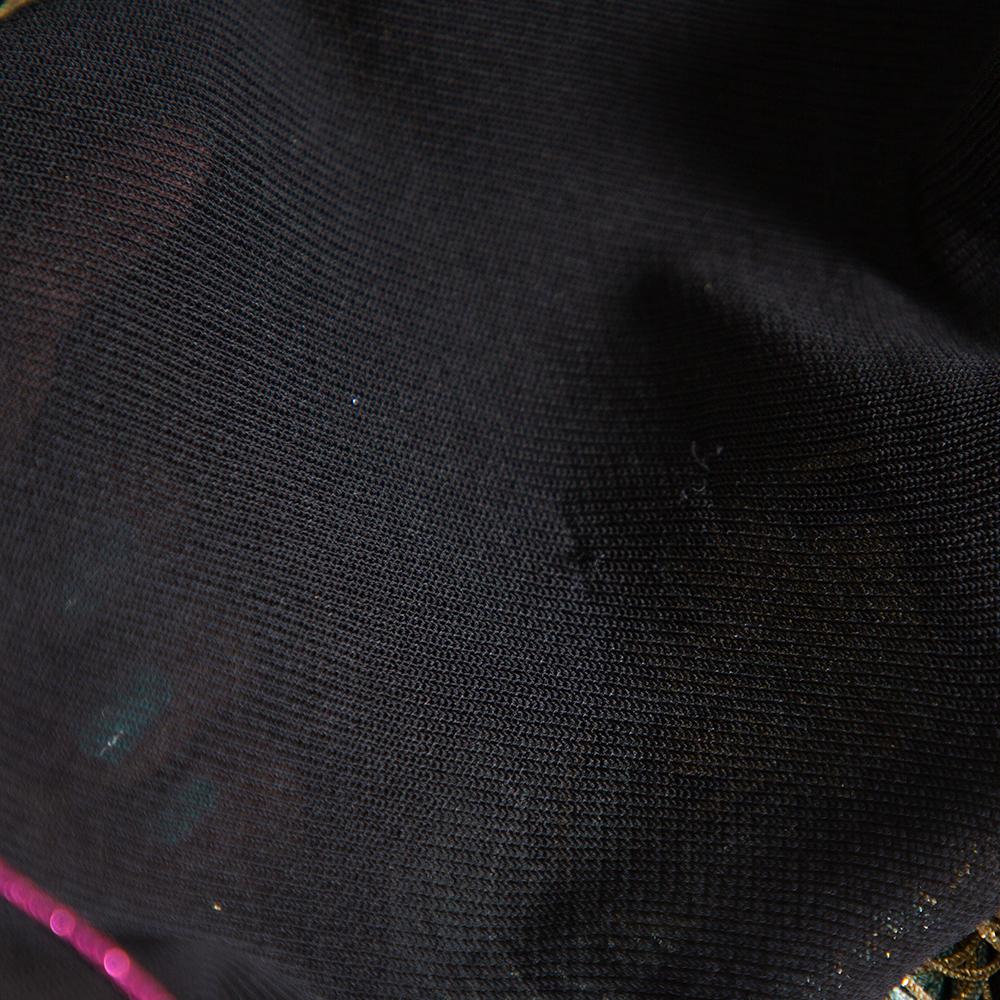 Gray Roberto Cavalli Multicolor Knit Fringed Maxi Dress M For Sale