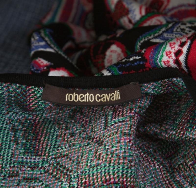 Robe sans manches Roberto Cavalli en maille jacquard lurex multicolore S Bon état - En vente à Dubai, Al Qouz 2