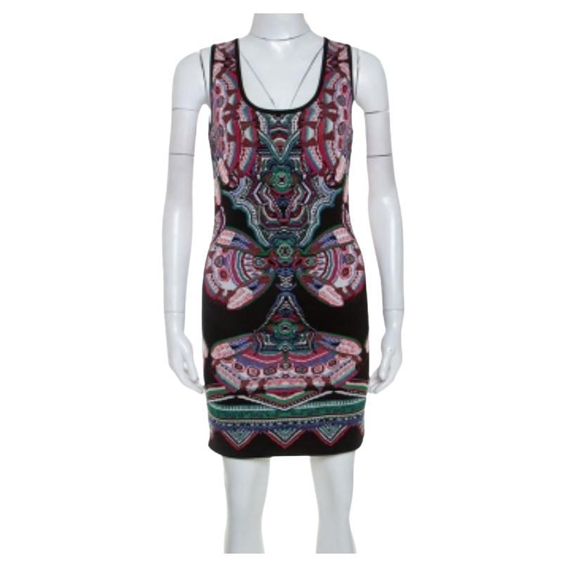 Robe sans manches Roberto Cavalli en maille jacquard lurex multicolore S en vente