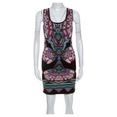 Roberto Cavalli Multicolor Lurex Jacquard Knit Sleeveless Dress S