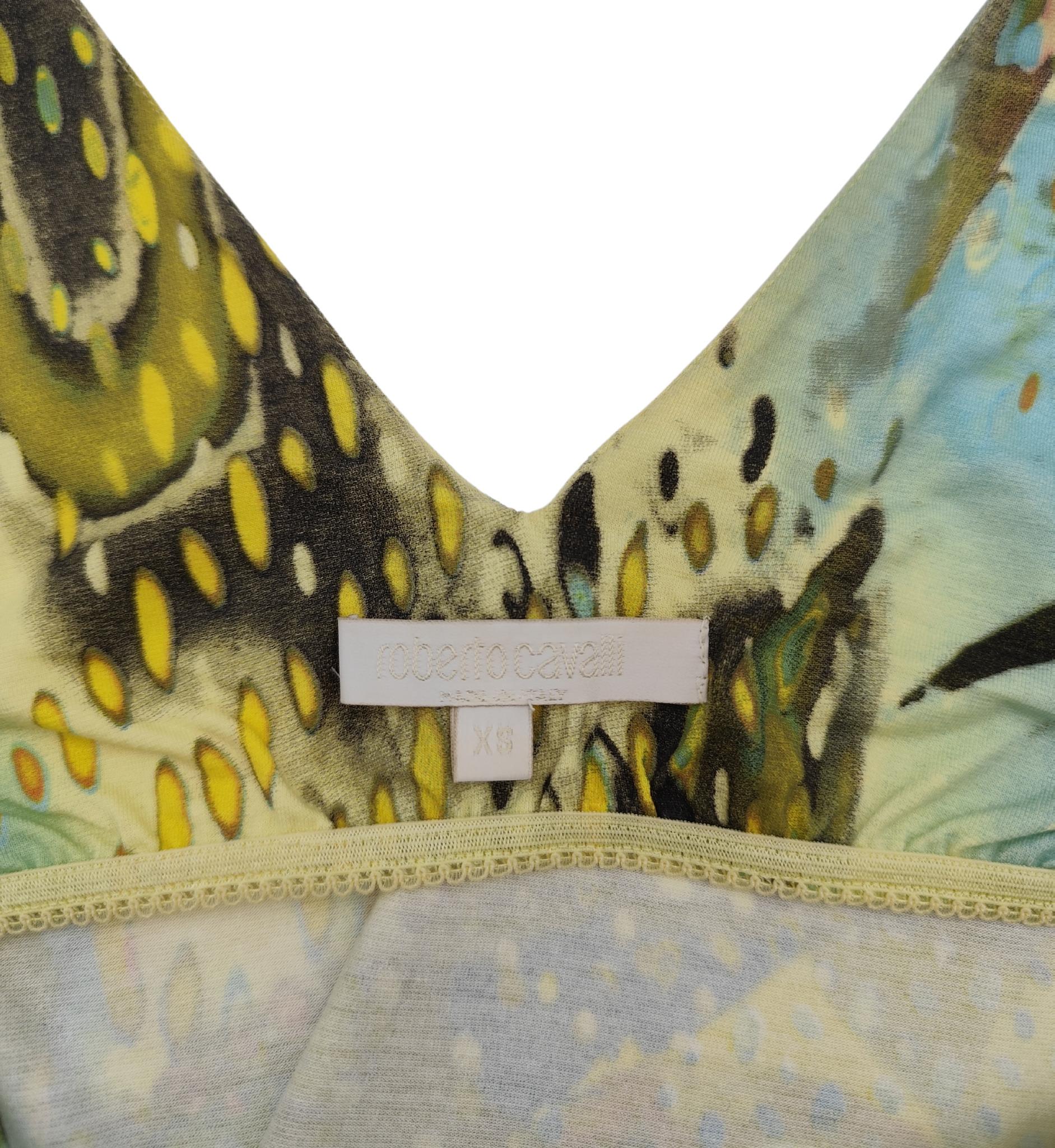Roberto Cavalli Mehrfarbiges Oberteil mit Papagei-Druck im Angebot 6