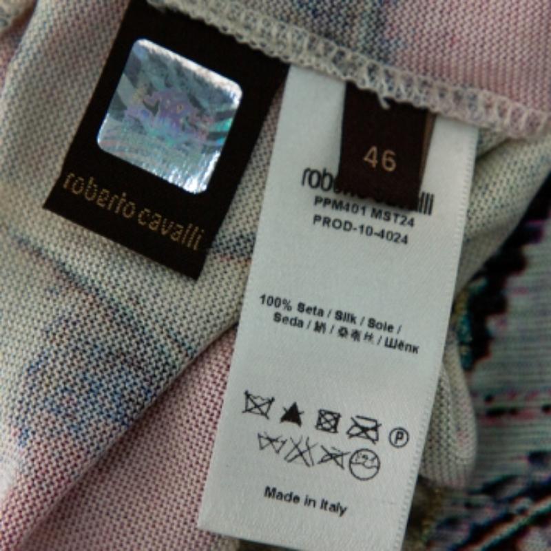 Roberto Cavalli Multicolor Print Silk Knitted Tank Top L In Excellent Condition For Sale In Dubai, Al Qouz 2