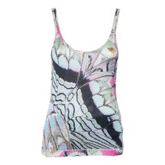 Roberto Cavalli Multicolor Print Silk Knitted Tank Top L