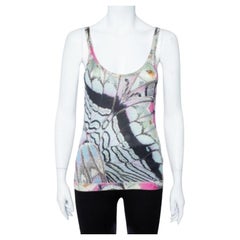 Roberto Cavalli Multicolor Print Silk Knitted Tank Top L
