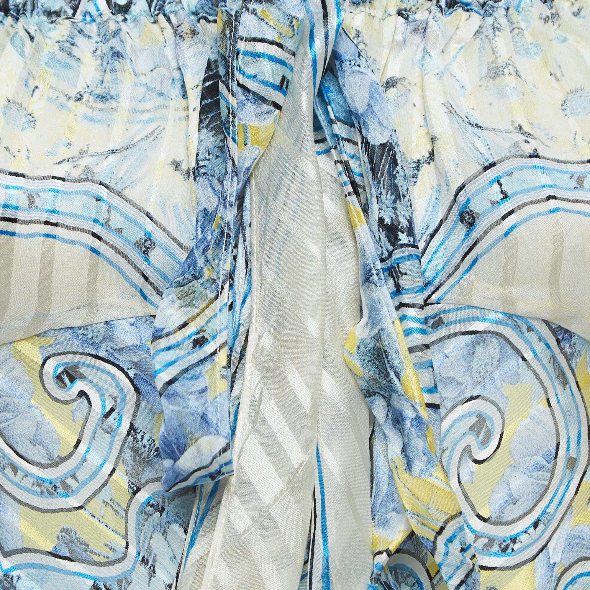 Roberto Cavalli Multicolor Print Silk Top Skirt Set S 1