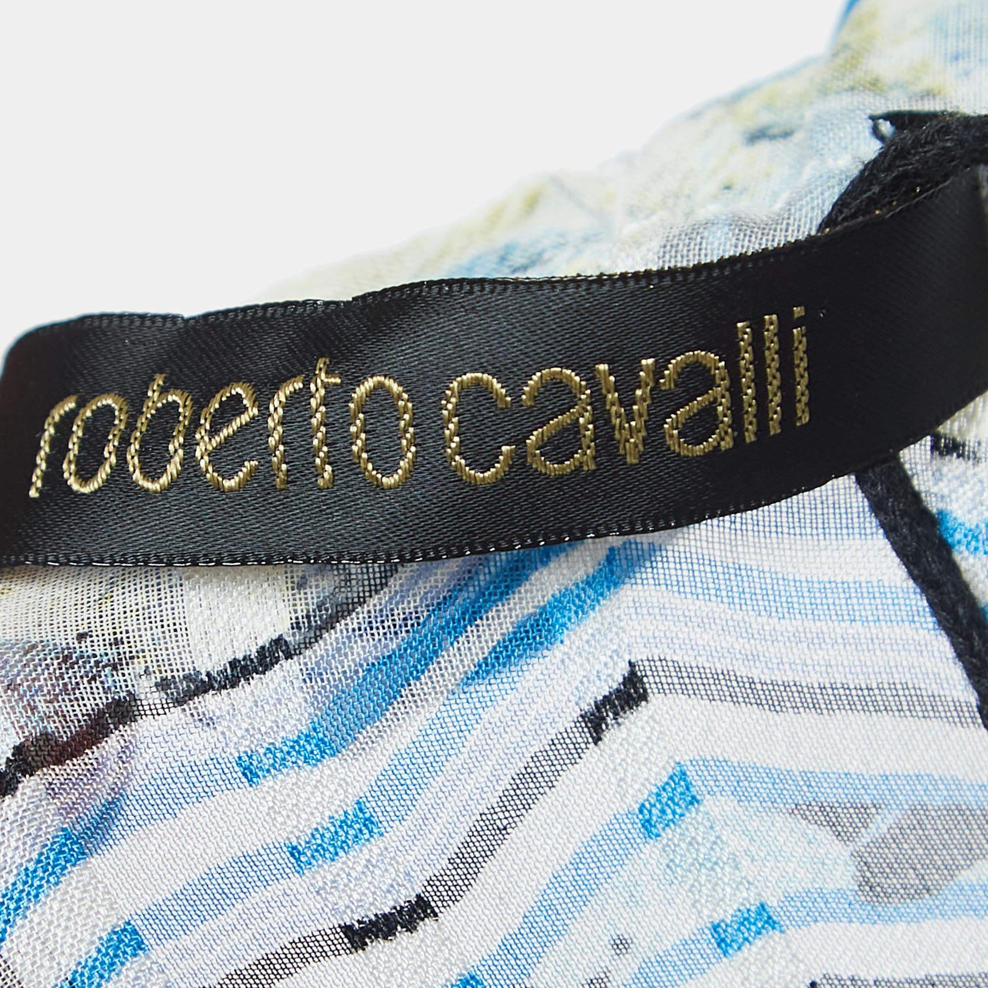 Roberto Cavalli Multicolor Print Silk Top Skirt Set S 3
