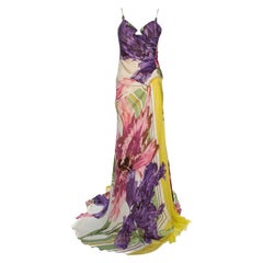 Roberto Cavalli Mehrfarbig bedrucktes Korsett-Bustier-Maxikleid M