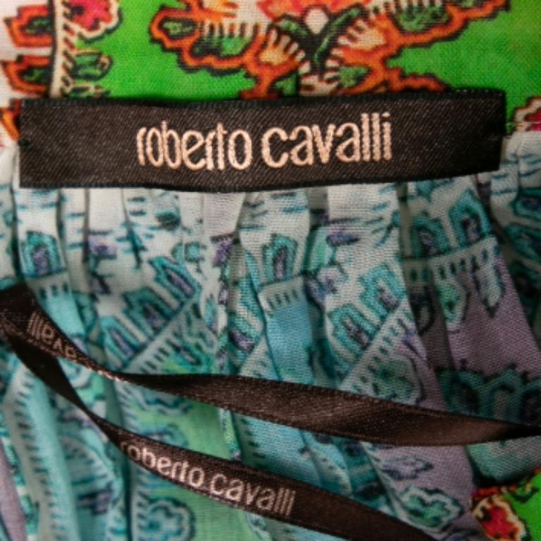 Roberto Cavalli Jupe longue en coton imprimé multicolore L Bon état - En vente à Dubai, Al Qouz 2