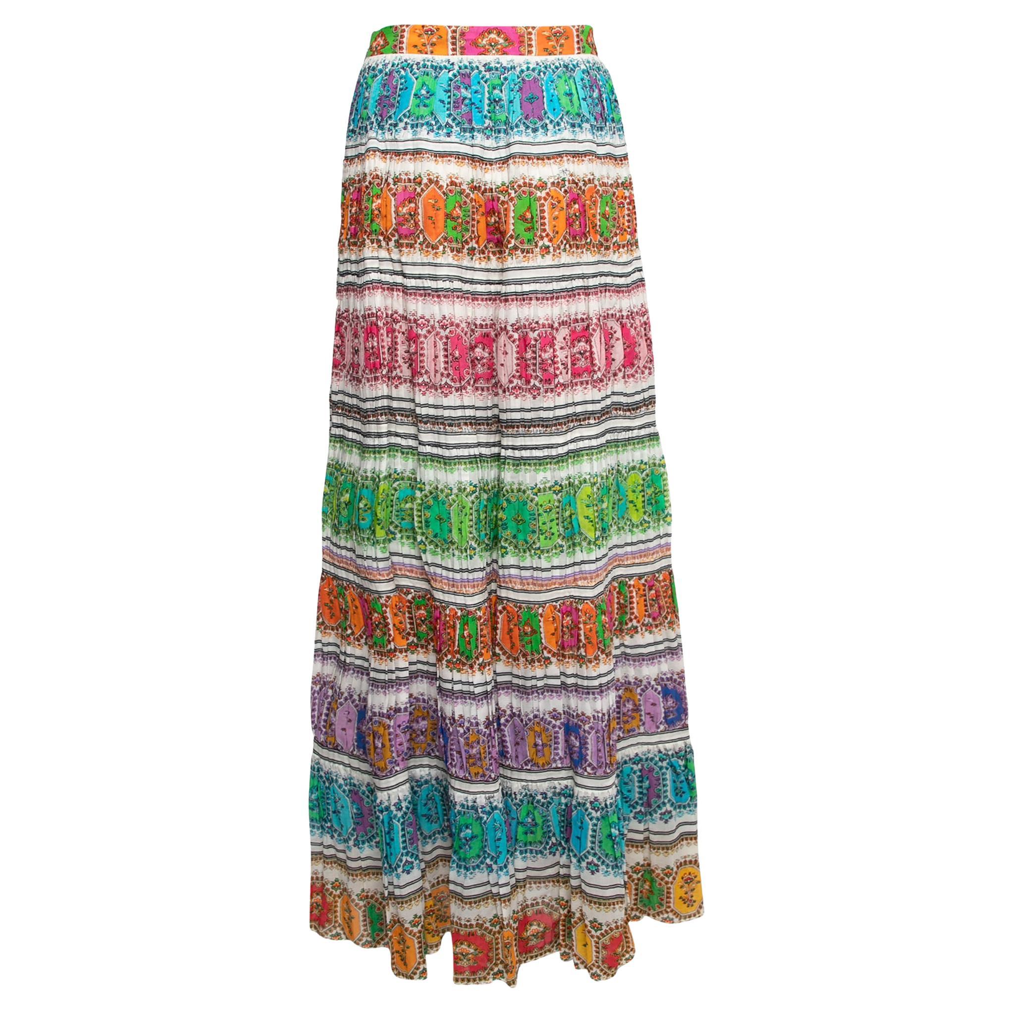 Roberto Cavalli Multicolor Printed Cotton Maxi Skirt L