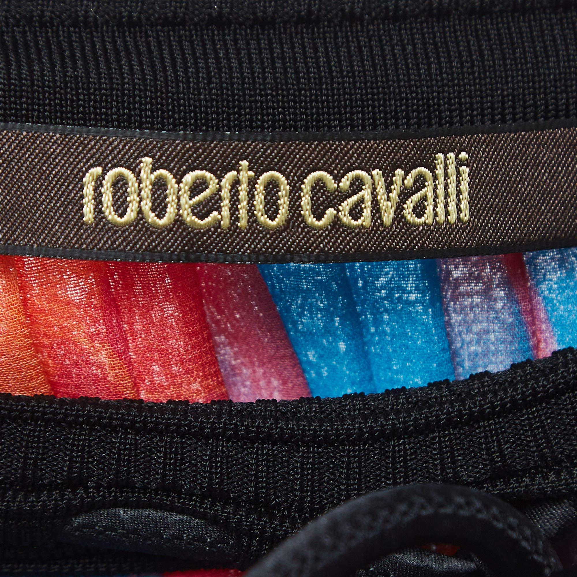 Women's Roberto Cavalli Multicolor Printed Crepe Pleated Blouse S For Sale