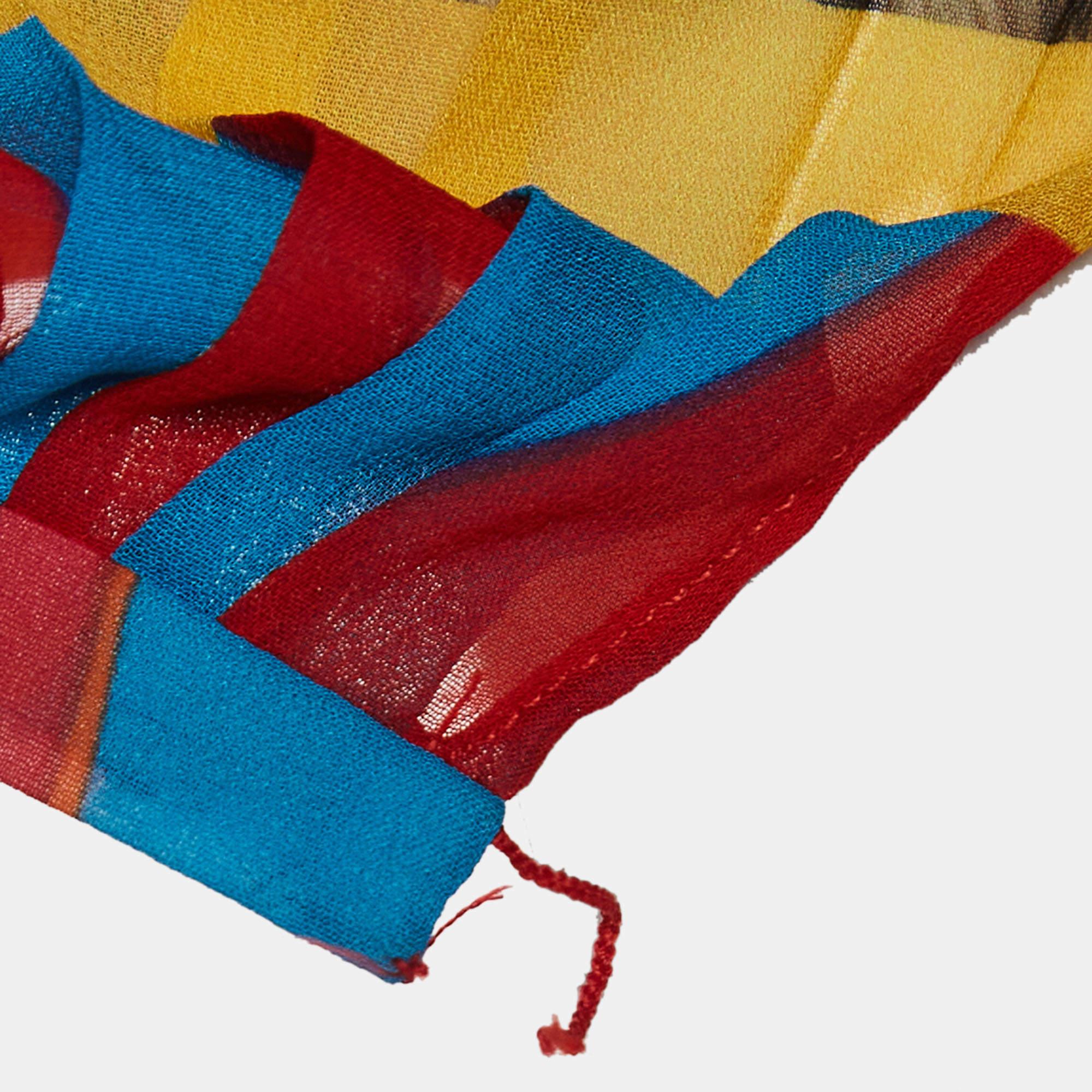 Roberto Cavalli Multicolor Printed Crepe Pleated Blouse S For Sale 1