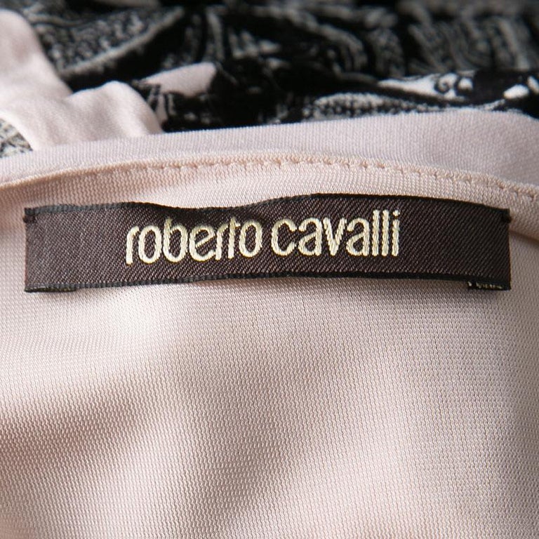 Roberto Cavalli Multicolor Printed Cutwork Neckline Detail Sleeveless ...