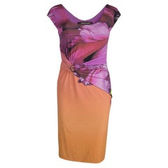 Used Roberto Cavalli Multicolor Printed Draped Dress S