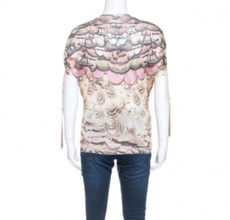 Roberto Cavalli Multicolore Imprimé Fringed Neckline V-Neck Top S.I.V.A. Bon état - En vente à Dubai, Al Qouz 2