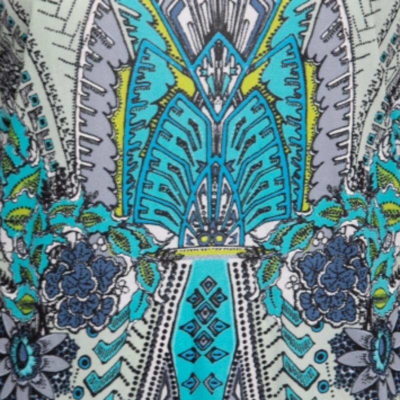Grigio Roberto Cavalli - Top in jersey stampato multicolore con bordi in pizzo M. in vendita