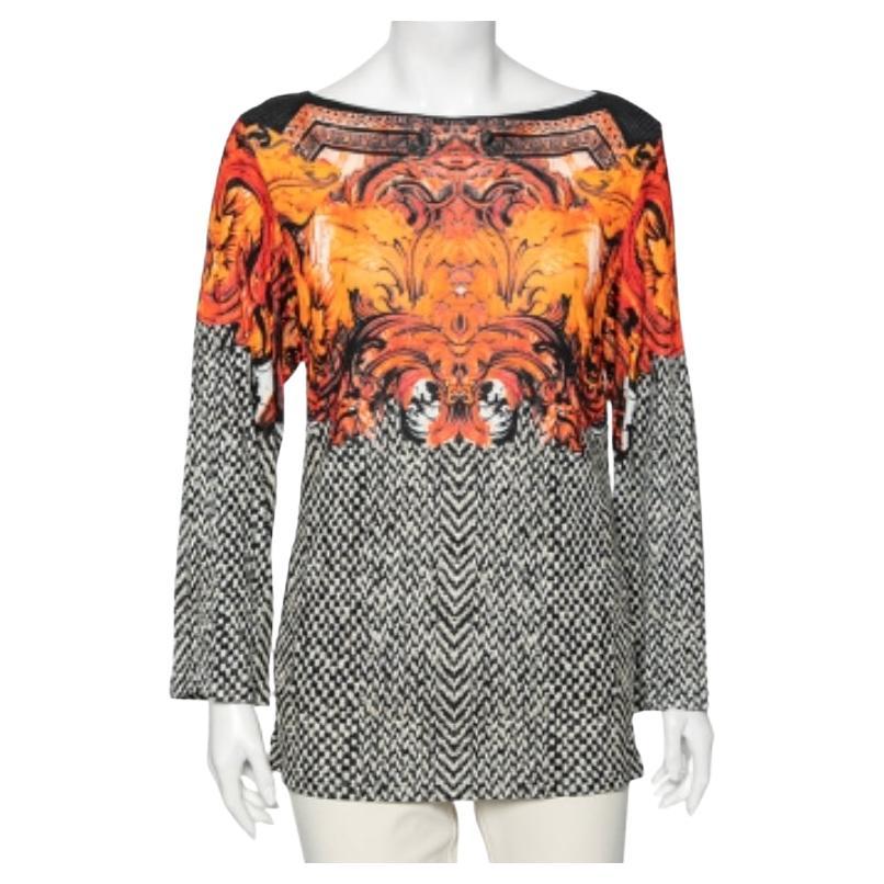 Roberto Cavalli Multicolor Printed Jersey Long Sleeves Top M For Sale
