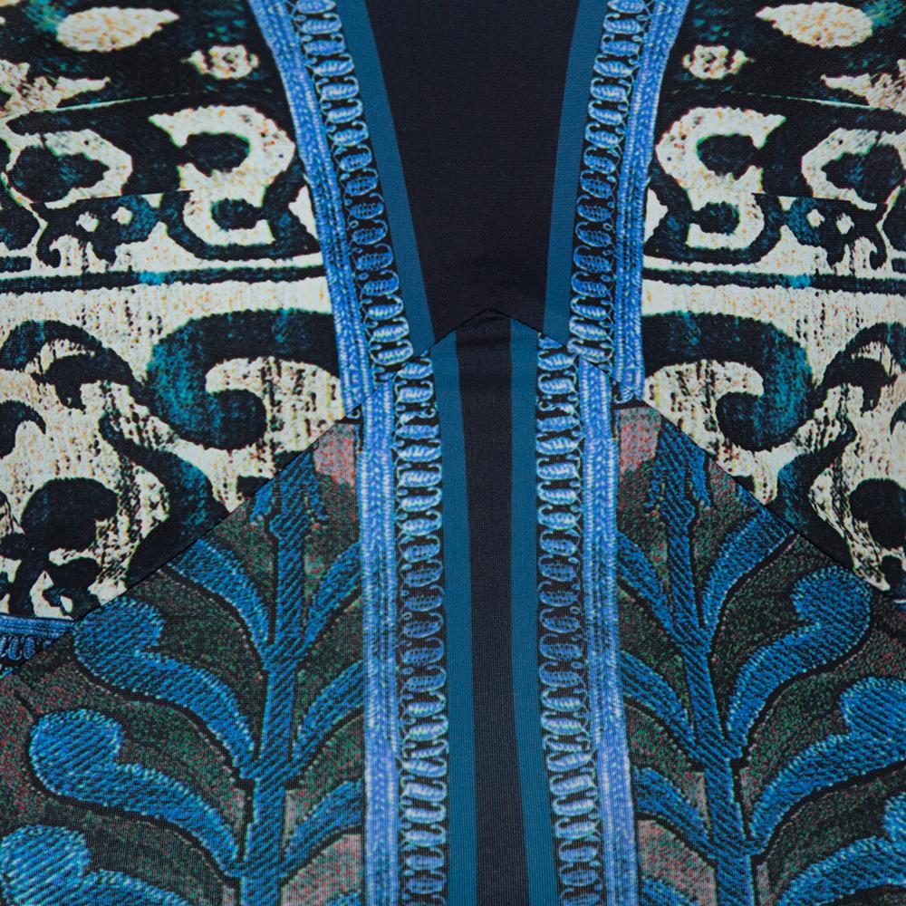 Roberto Cavalli Multicolor Printed Jersey V-Neck Long Dress S 1