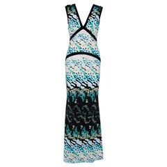 Roberto Cavalli Multicolor Printed Knit Paneled Sleeveless Maxi Dress M