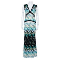 Roberto Cavalli Multicolor Printed Knit Paneled Sleeveless Maxi Dress M