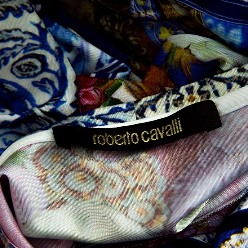 Roberto Cavalli Multicolor Printed Knit Short Sleeve Dress M 1