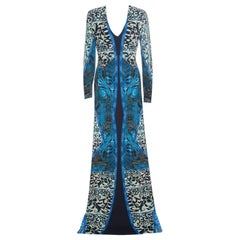 Roberto Cavalli Multicolor Printed Long Sleeve Maxi Dress L