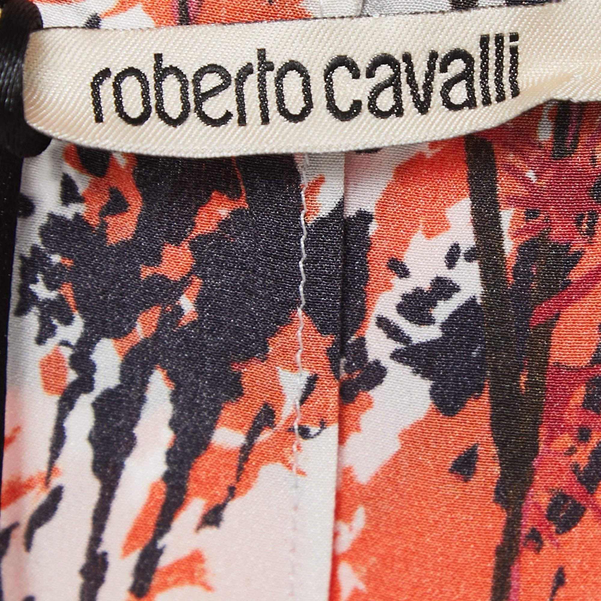 Roberto Cavalli Multicolor Printed Silk Chiffon Maxi Dress M In New Condition For Sale In Dubai, Al Qouz 2