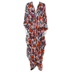 Roberto Cavalli Multicolor Printed Silk Cutout Detail Kaftan M