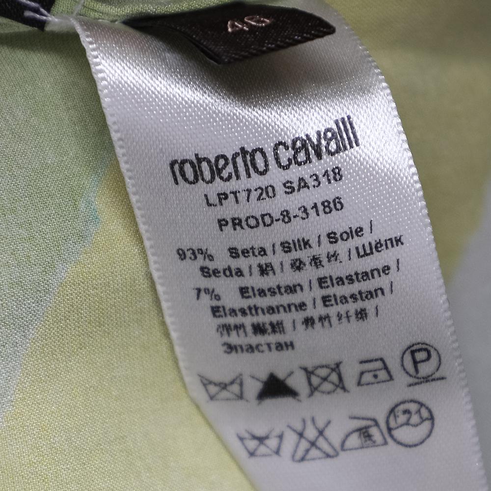 Women's Roberto Cavalli Multicolor Printed Silk Satin Shirt L For Sale