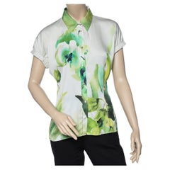 Roberto Cavalli Multicolor Printed Silk Satin Shirt L