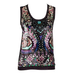 Roberto Cavalli Multicolor Printed Velvet 
Knit Tank Top M