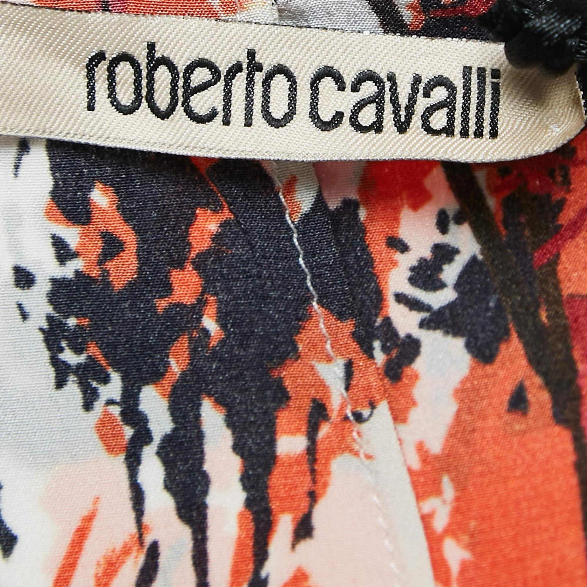 Roberto Cavalli Multicolor Silk Asymmetric Midi Dress M In New Condition For Sale In Dubai, Al Qouz 2