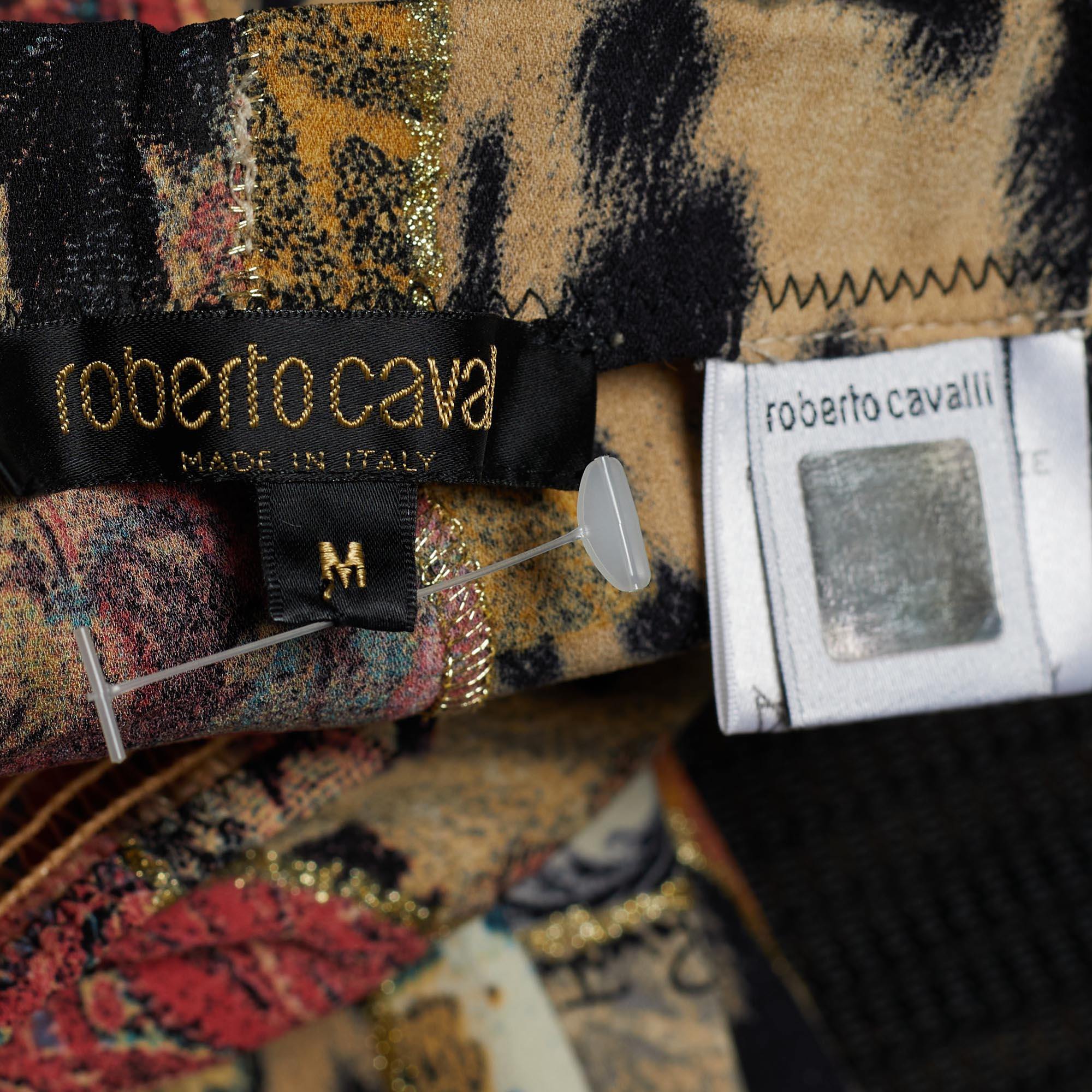 Roberto Cavalli Multicolor Silk Flared Skirt M In Good Condition In Dubai, Al Qouz 2